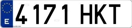 Ejemplo de matrícula española 4171 HKT