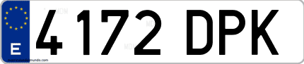 Ejemplo de matrícula de coche ordinaria 4172 DPK