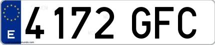Ejemplo de matrícula española 4172 GFC