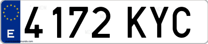 Ejemplo de matrícula de coche ordinaria 4172 KYC