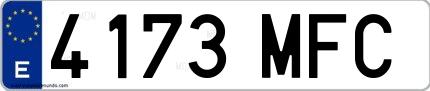 Ejemplo de matrícula española 4173 MFC