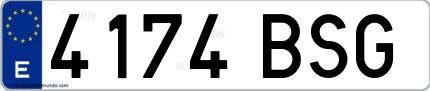 Ejemplo de matrícula española 4174 BSG