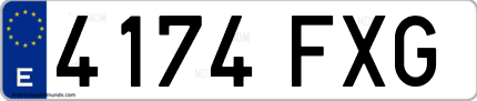 Ejemplo de matrícula de coche ordinaria 4174 FXG