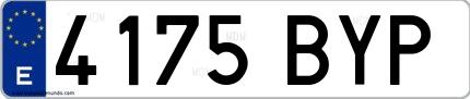 Ejemplo de matrícula de coche ordinaria 4175 BYP