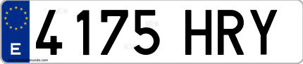 Ejemplo de matrícula de coche ordinaria 4175 HRY