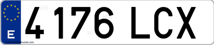 Ejemplo de matrícula de coche ordinaria 4176 LCX
