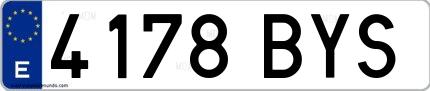 Ejemplo de matrícula española 4178 BYS