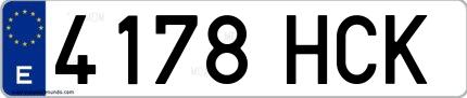 Ejemplo de matrícula española 4178 HCK