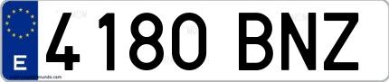 Ejemplo de matrícula española 4180 BNZ