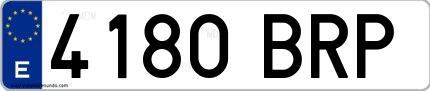 Ejemplo de matrícula española 4180 BRP