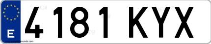 Ejemplo de matrícula española 4181 KYX