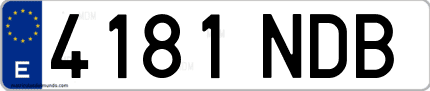 Ejemplo de matrícula de coche ordinaria 4181 NDB