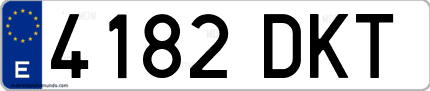 Ejemplo de matrícula de coche ordinaria 4182 DKT