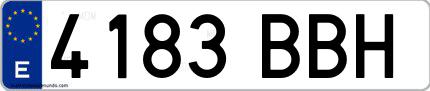 Ejemplo de matrícula española 4183 BBH