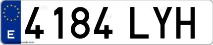 Ejemplo de matrícula española 4184 LYH