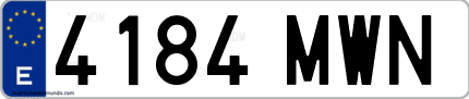Ejemplo de matrícula de coche ordinaria 4184 MWN