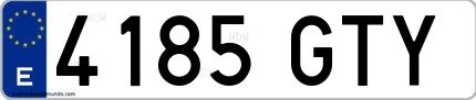 Ejemplo de matrícula española 4185 GTY