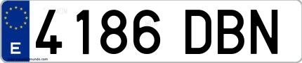 Ejemplo de matrícula española 4186 DBN