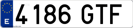 Ejemplo de matrícula de coche ordinaria 4186 GTF