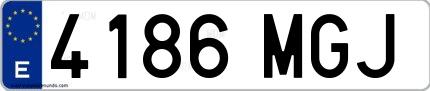Ejemplo de matrícula española 4186 MGJ