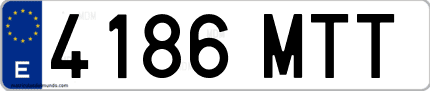 Ejemplo de matrícula de coche ordinaria 4186 MTT
