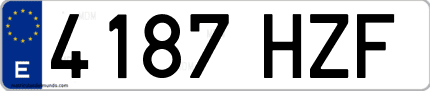 Ejemplo de matrícula de coche ordinaria 4187 HZF