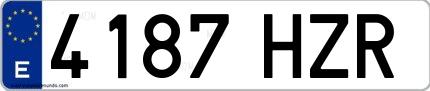 Ejemplo de matrícula española 4187 HZR