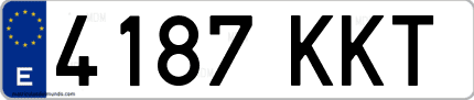 Ejemplo de matrícula de coche ordinaria 4187 KKT