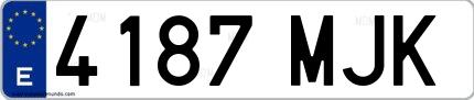 Ejemplo de matrícula española 4187 MJK