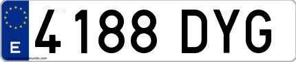 Ejemplo de matrícula de coche ordinaria 4188 DYG