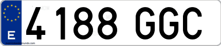Ejemplo de matrícula de coche ordinaria 4188 GGC