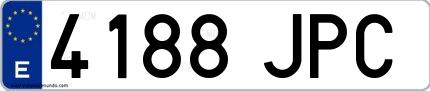 Ejemplo de matrícula española 4188 JPC