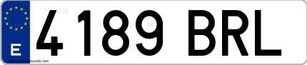 Ejemplo de matrícula española 4189 BRL