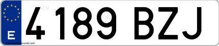 Ejemplo de matrícula española 4189 BZJ