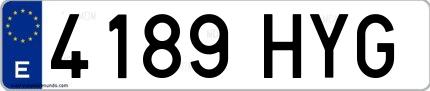 Ejemplo de matrícula española 4189 HYG