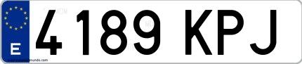 Ejemplo de matrícula española 4189 KPJ