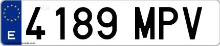 Ejemplo de matrícula española 4189 MPV