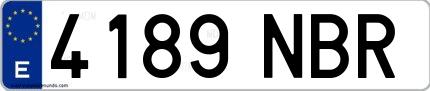Ejemplo de matrícula española 4189 NBR