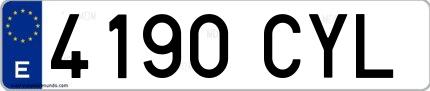 Ejemplo de matrícula española 4190 CYL