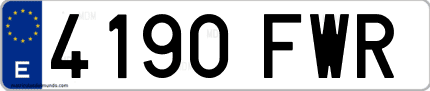 Ejemplo de matrícula de coche ordinaria 4190 FWR
