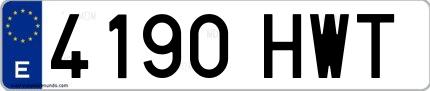 Ejemplo de matrícula española 4190 HWT