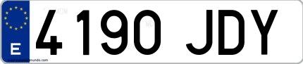Ejemplo de matrícula española 4190 JDY