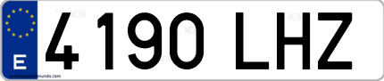 Ejemplo de matrícula de coche ordinaria 4190 LHZ