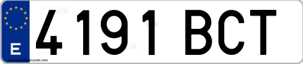 Ejemplo de matrícula de coche ordinaria 4191 BCT