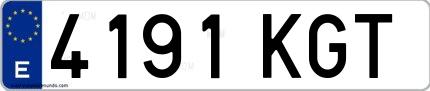 Ejemplo de matrícula española 4191 KGT