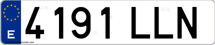 Ejemplo de matrícula de coche ordinaria 4191 LLN