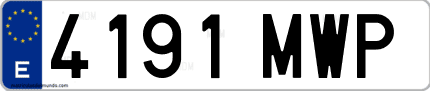 Ejemplo de matrícula de coche ordinaria 4191 MWP