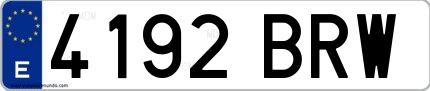 Ejemplo de matrícula española 4192 BRW