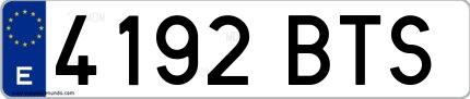 Ejemplo de matrícula española 4192 BTS