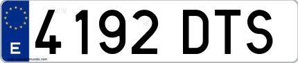 Ejemplo de matrícula española 4192 DTS